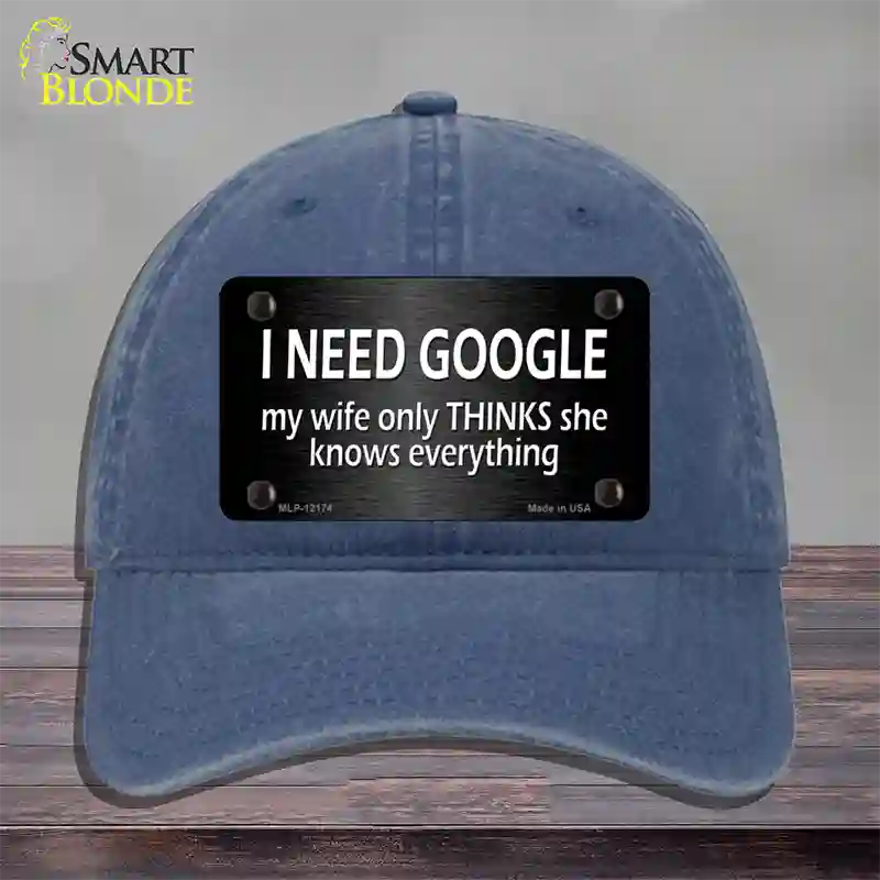 I Need Google Novelty License Plate Hat Unconstructed Cotton / Navy