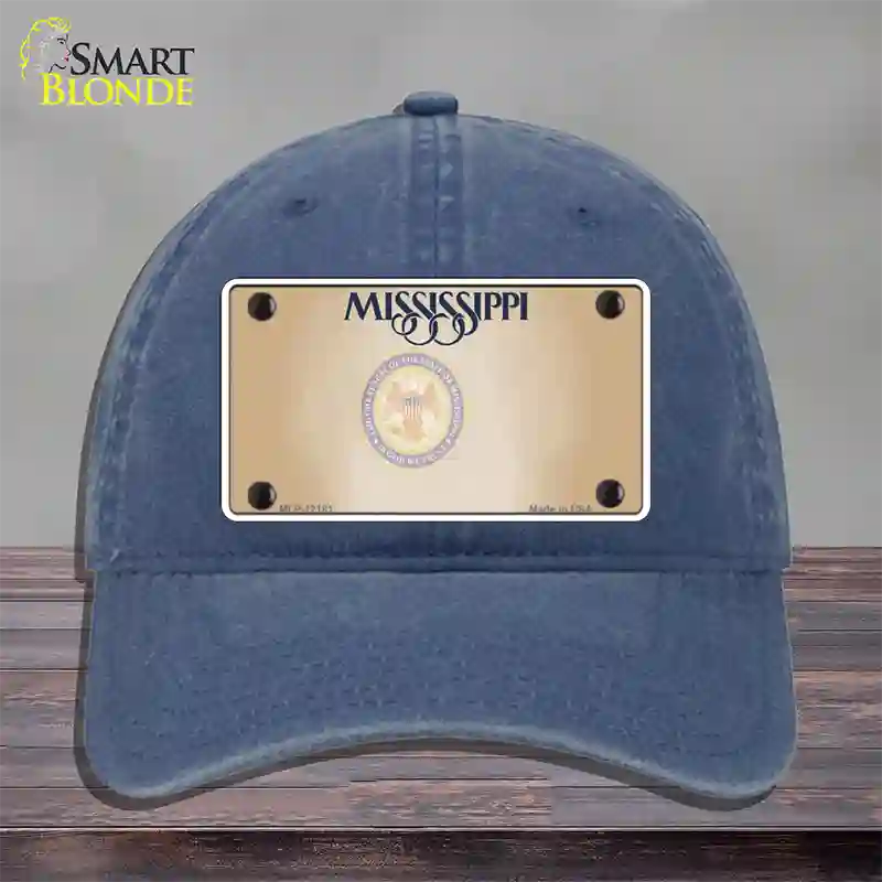 Mississippi Great Seal Blank Novelty License Plate Hat Unconstructed Cotton / Navy