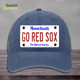 Go Red Sox Massachusetts Novelty License Plate Hat Unconstructed Cotton / Navy