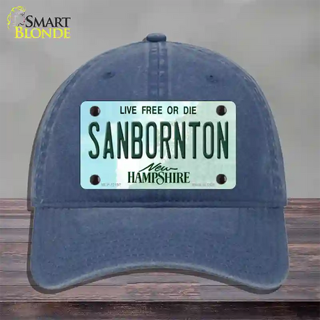 Sanbornton New Hampshire Novelty License Plate Hat Unconstructed Cotton / Navy