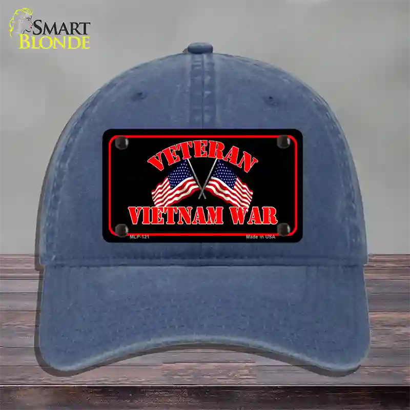 Vietnam War Veteran Novelty License Plate Hat Unconstructed Cotton / Navy