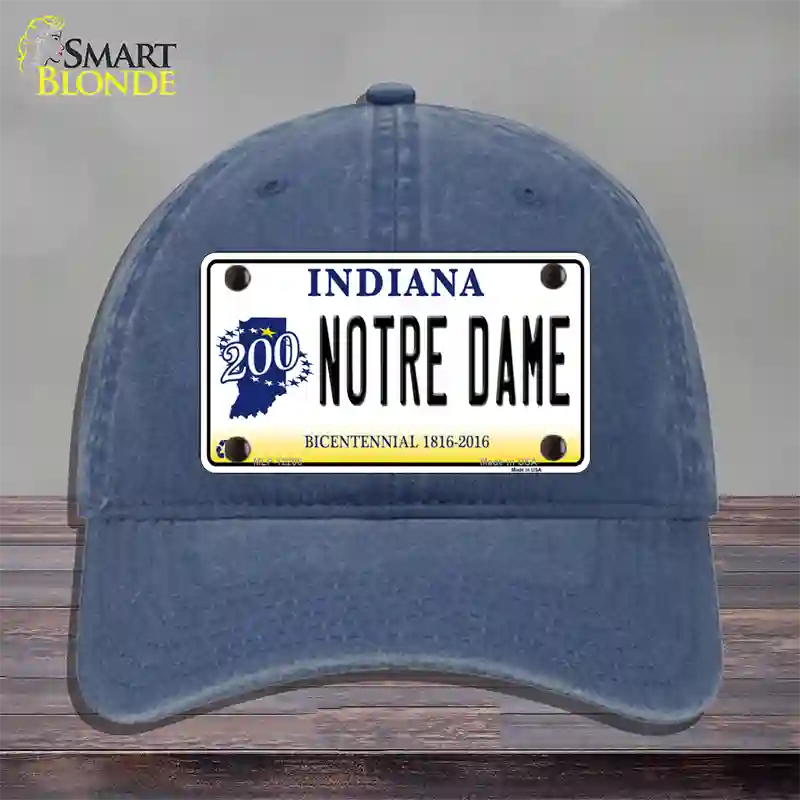 Notre Dame Indiana Novelty License Plate Hat Unconstructed Cotton / Navy