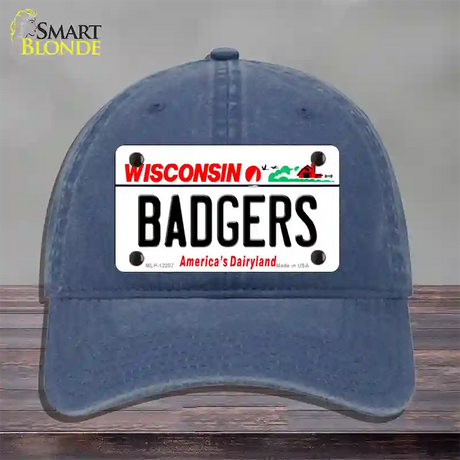 Badgers Wisconsin Novelty License Plate Hat Unconstructed Cotton / Navy