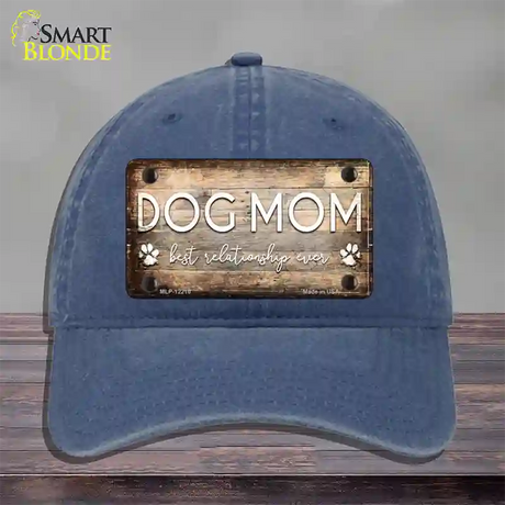 Dog Mom Novelty License Plate Hat Unconstructed Cotton / Navy