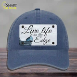 Live Life on the Edge Novelty License Plate Hat Unconstructed Cotton / Navy