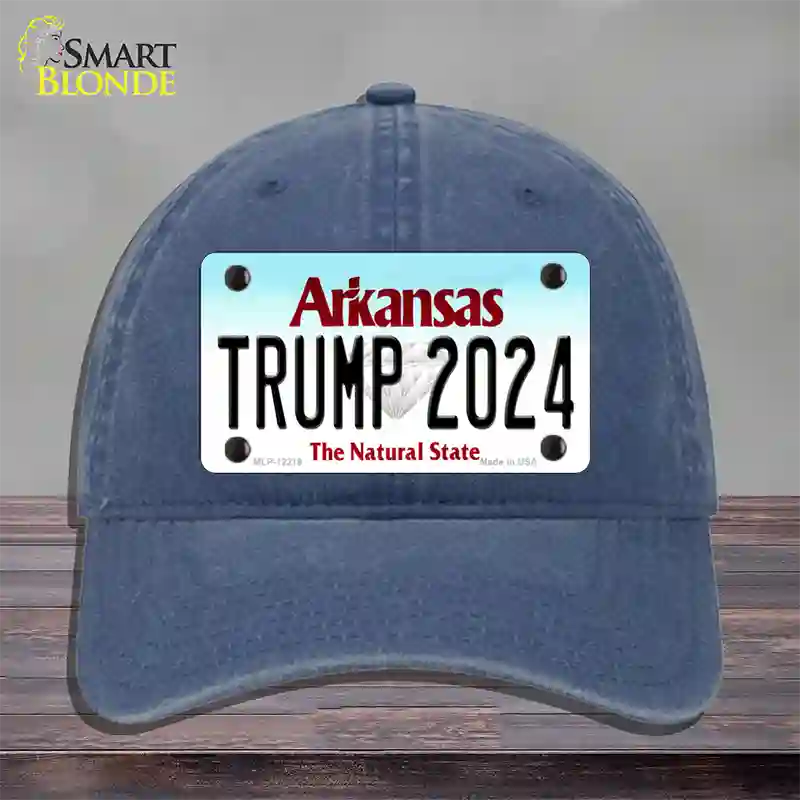 Trump 2024 Arkansas Novelty License Plate Hat Unconstructed Cotton / Navy