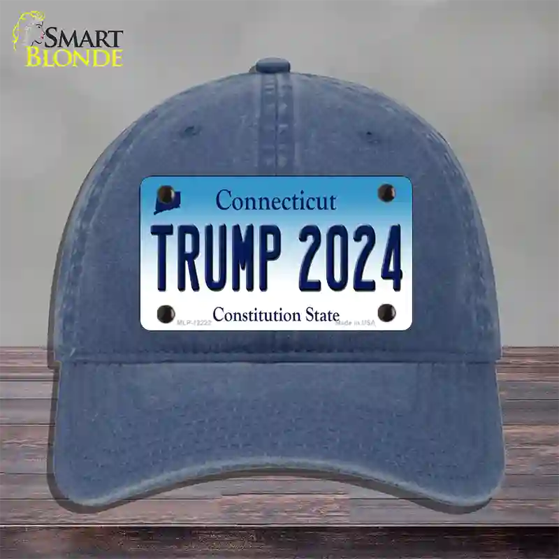 Trump 2024 Connecticut Novelty License Plate Hat Unconstructed Cotton / Navy