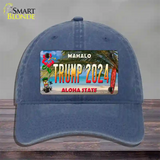 Trump 2024 Hawaii Novelty License Plate Hat Unconstructed Cotton / Navy