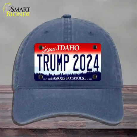 Trump 2024 Idaho Novelty License Plate Hat Unconstructed Cotton / Navy