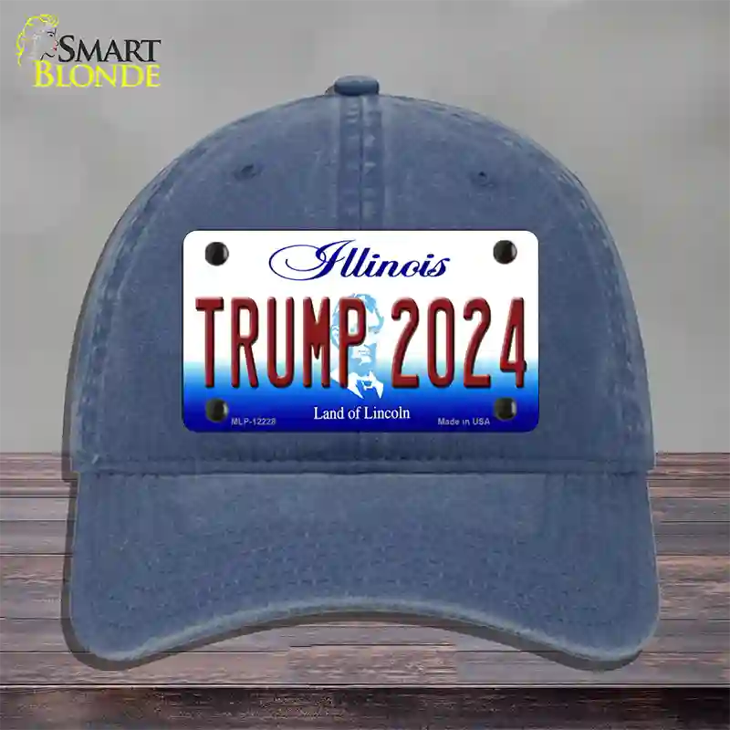 Trump 2024 Illinois Novelty License Plate Hat Unconstructed Cotton / Navy