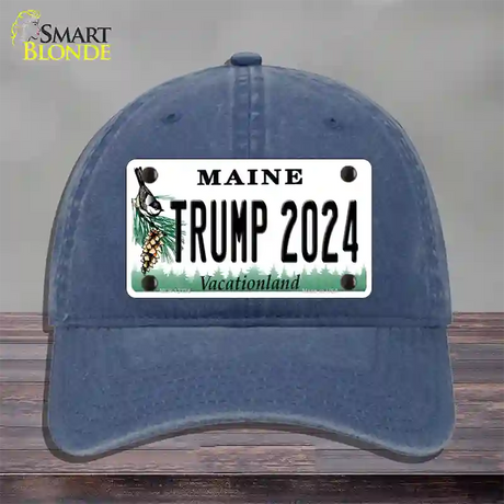 Trump 2024 Maine Novelty License Plate Hat Unconstructed Cotton / Navy