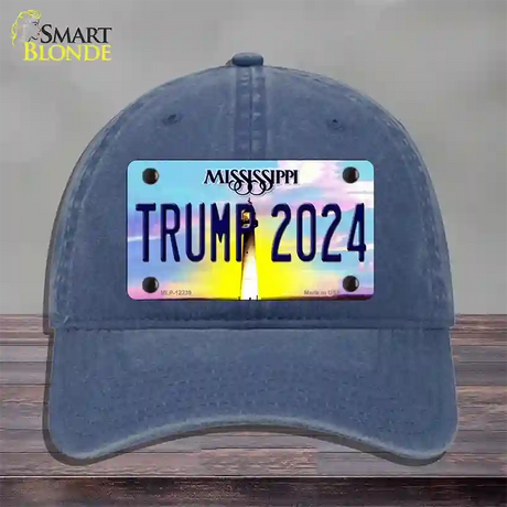 Trump 2024 Mississippi Novelty License Plate Hat Unconstructed Cotton / Navy