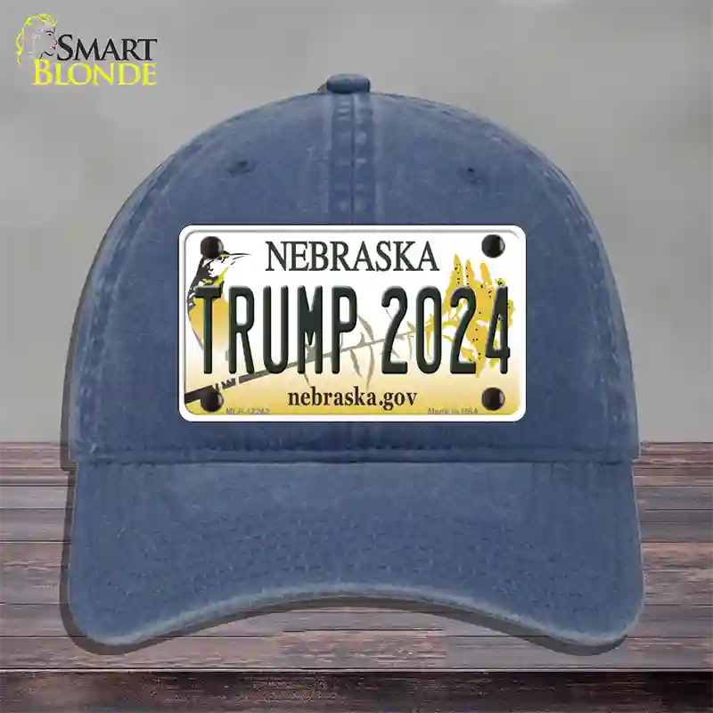 Trump 2024 Nebraska Novelty License Plate Hat Unconstructed Cotton / Navy