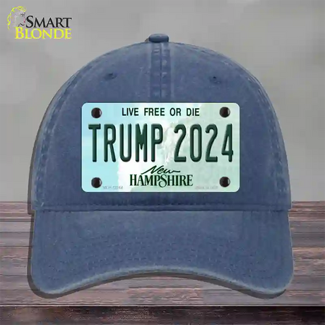 Trump 2024 New Hampshire Novelty License Plate Hat Unconstructed Cotton / Navy