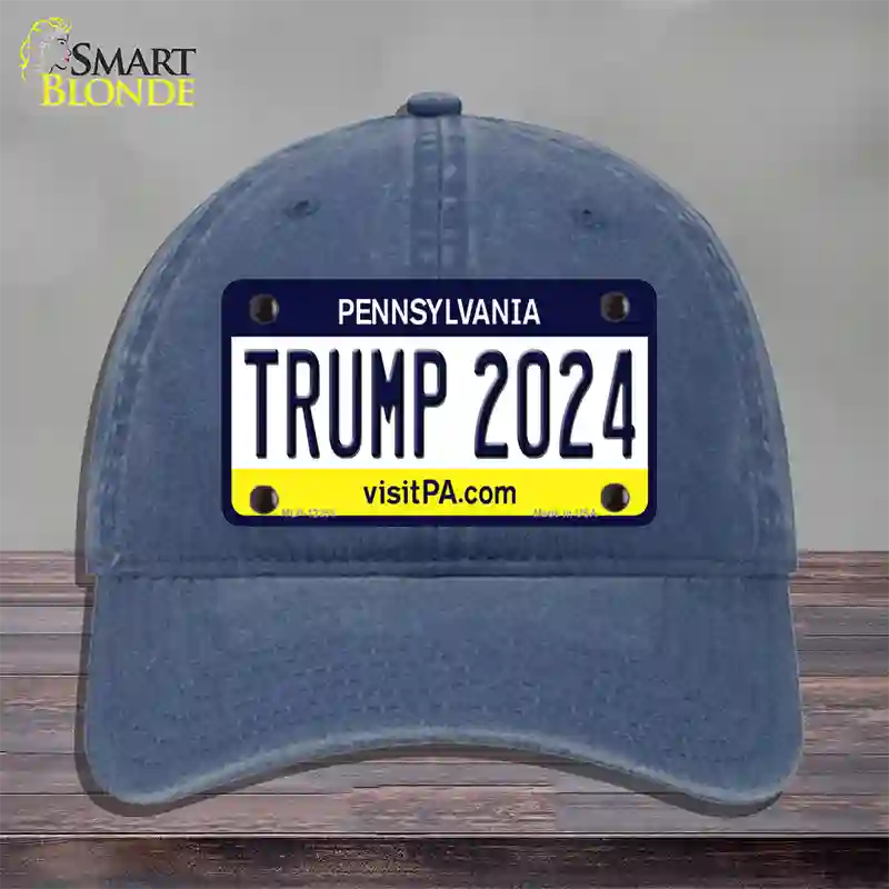 Trump 2024 Pennsylvania Novelty License Plate Hat Unconstructed Cotton / Navy