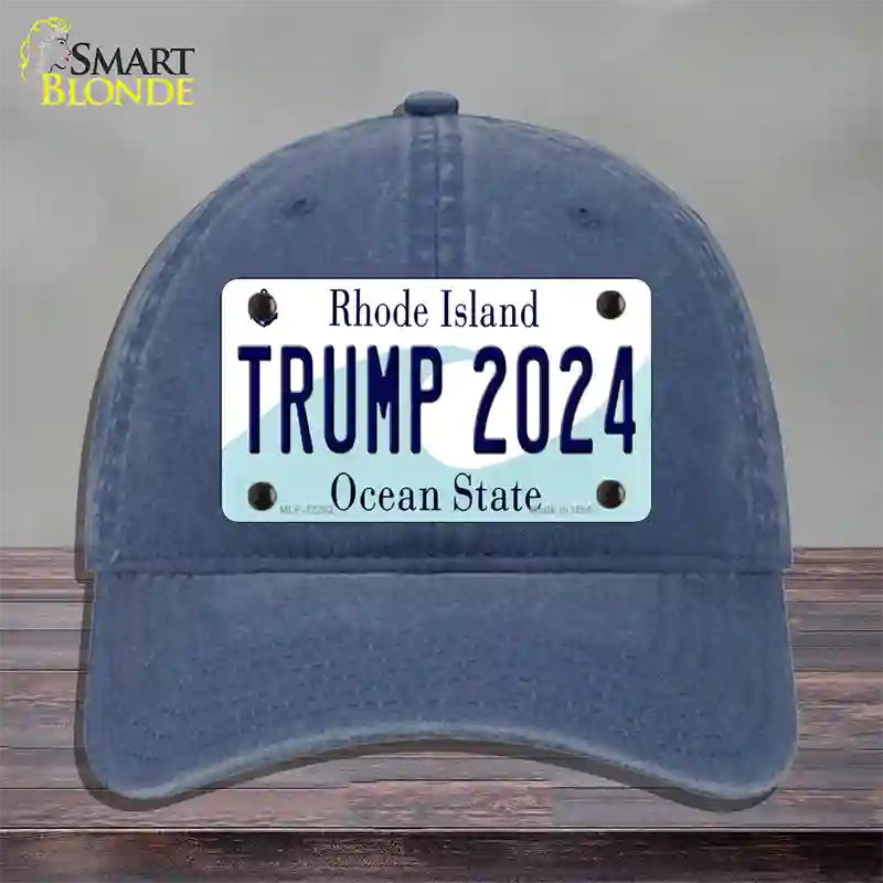 Trump 2024 Rhode Island Novelty License Plate Hat Unconstructed Cotton / Navy