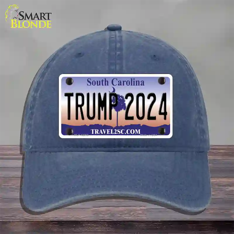 Trump 2024 South Carolina Novelty License Plate Hat Unconstructed Cotton / Navy