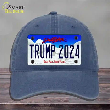 Trump 2024 South Dakota Novelty License Plate Hat Unconstructed Cotton / Navy