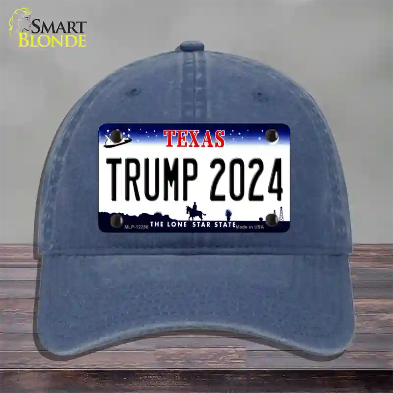 Trump 2024 Texas Novelty License Plate Hat Unconstructed Cotton / Navy