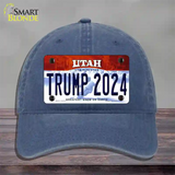 Trump 2024 Utah Novelty License Plate Hat Unconstructed Cotton / Navy