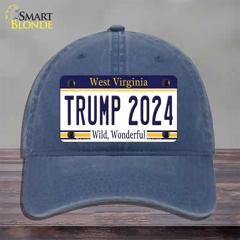 Trump 2024 West Virginia Novelty License Plate Hat Unconstructed Cotton / Navy