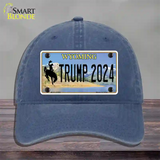 Trump 2024 Wyoming Novelty License Plate Hat Unconstructed Cotton / Navy