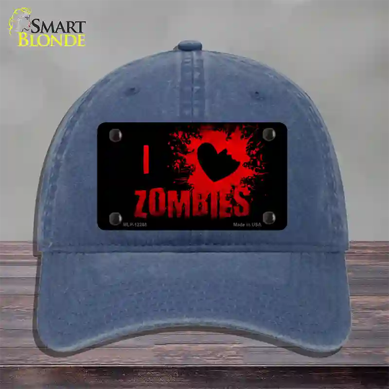 I Love Zombies Novelty License Plate Hat Unconstructed Cotton / Navy