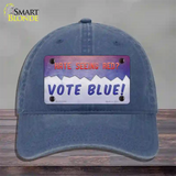 Hate Seeing Red Vote Blue Novelty License Plate Hat Unconstructed Cotton / Navy