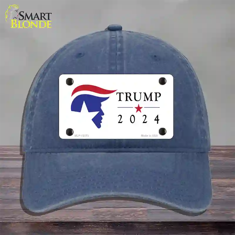 Trump 2024 Silhouette Novelty License Plate Hat Unconstructed Cotton / Navy