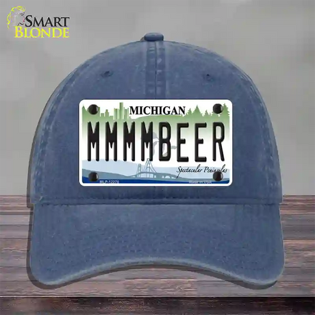 Michigan MMMMBeer Novelty License Plate Hat Unconstructed Cotton / Navy