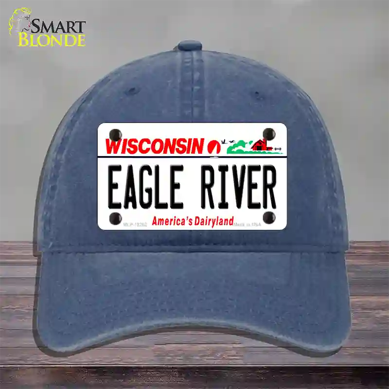 Wisconsin Eagle River Novelty License Plate Hat Unconstructed Cotton / Navy