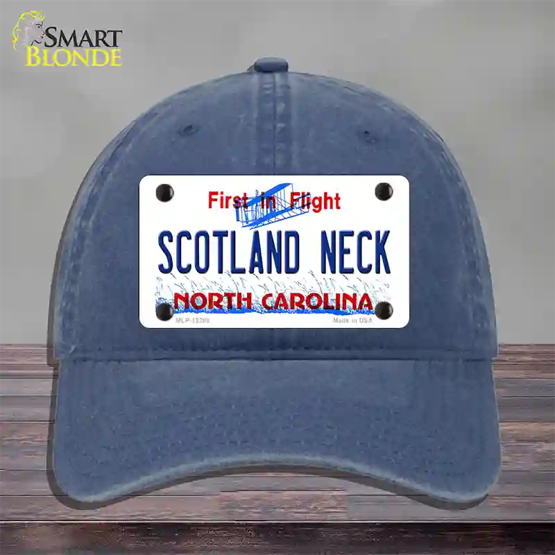 North Carolina Scotland Neck Novelty License Plate Hat Unconstructed Cotton / Navy