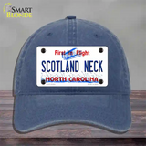 North Carolina Scotland Neck Novelty License Plate Hat Unconstructed Cotton / Navy