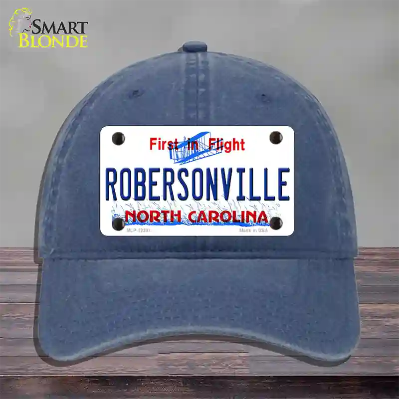 North Carolina Robersonville Novelty License Plate Hat Unconstructed Cotton / Navy