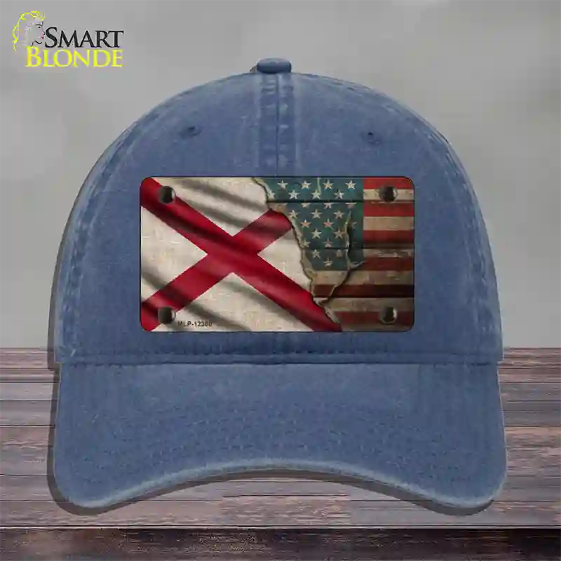 Alabama/American Flag Novelty License Plate Hat Unconstructed Cotton / Navy