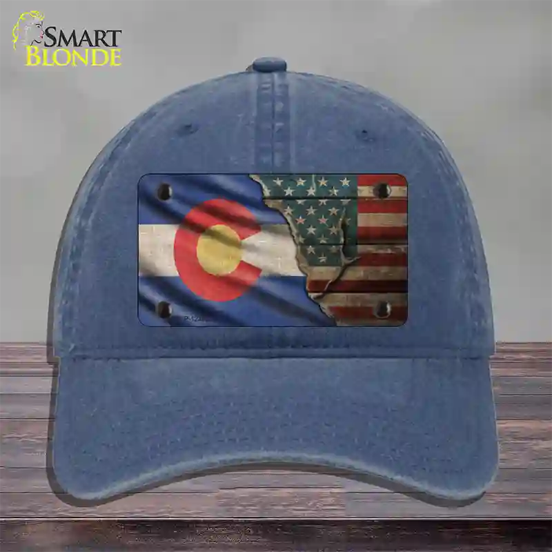 Colorado/American Flag Novelty License Plate Hat Unconstructed Cotton / Navy