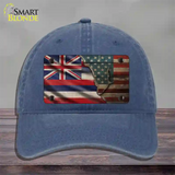 Hawaii/American Flag Novelty License Plate Hat Unconstructed Cotton / Navy