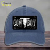 Cowboy Longhorn Skull Novelty License Plate Hat Unconstructed Cotton / Navy