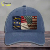 North Carolina/American Flag Novelty License Plate Hat Unconstructed Cotton / Navy