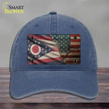 Ohio/American Flag Novelty License Plate Hat Unconstructed Cotton / Navy