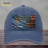 Oklahoma/American Flag Novelty License Plate Hat Unconstructed Cotton / Navy