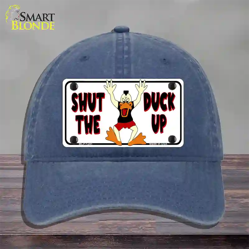 Shut The Duck Up Novelty License Plate Hat Unconstructed Cotton / Navy