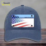 Illinois Lincoln with American Flag Novelty License Plate Hat Unconstructed Cotton / Navy