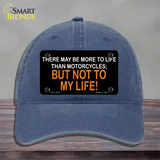 More To Life Than Motorcycles Novelty License Plate Hat Unconstructed Cotton / Navy