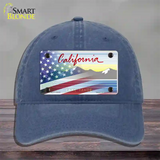 California Tahoe Plate American Flag Novelty License Plate Hat Unconstructed Cotton / Navy