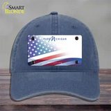 Pure Michigan Plate American Flag Novelty License Plate Hat Unconstructed Cotton / Navy