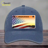 Indiana Amber Waves Plate American Flag Novelty License Plate Hat Unconstructed Cotton / Navy