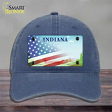 Indiana Bridge Plate American Flag Novelty License Plate Hat Unconstructed Cotton / Navy