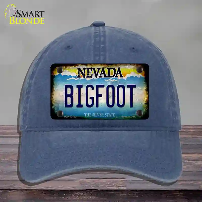 Bigfoot Nevada Novelty License Plate Hat Unconstructed Cotton / Navy