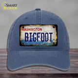 Bigfoot Washington Rusty Novelty License Plate Hat Unconstructed Cotton / Navy